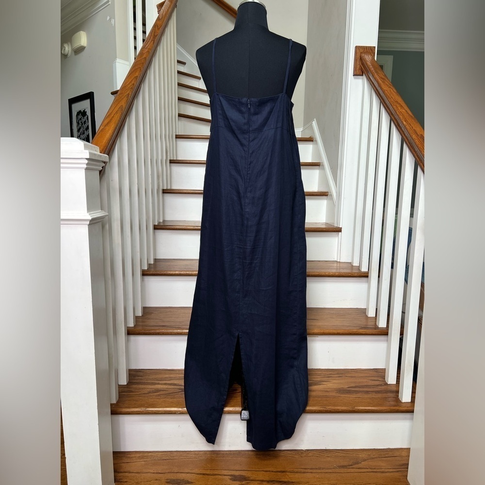 Vintage Y2K American Eagle Navy Linen Maxi Slip Dress Size 8 - Picture 7 of 10